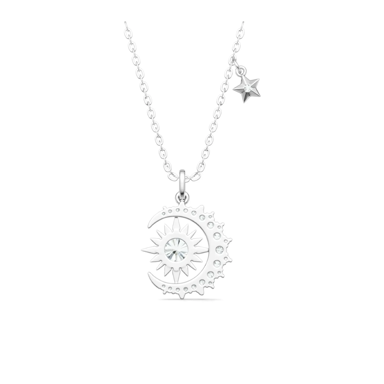 P16354 S925 Silver 18K White Gold Moissanite Star Necklace 1.46ct