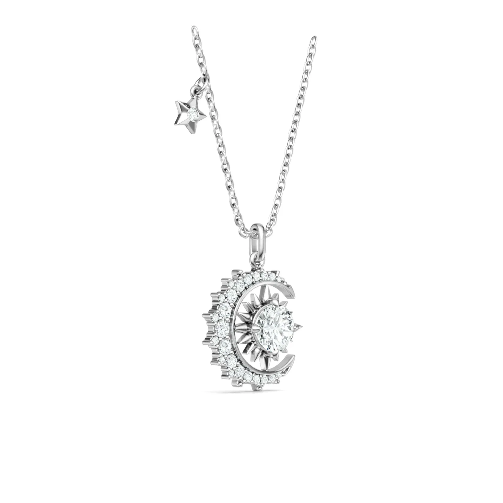 P16354 S925 Silver 18K White Gold Moissanite Star Necklace 1.46ct