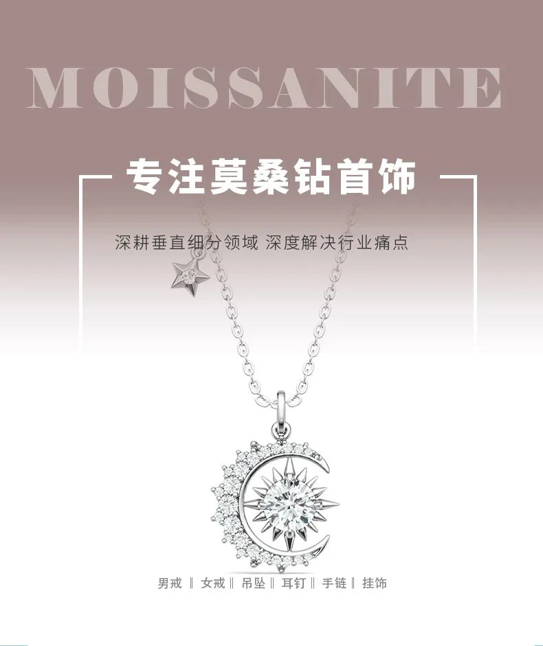 P16354 S925 Silver 18K White Gold Moissanite Star Necklace 1.46ct detail 1