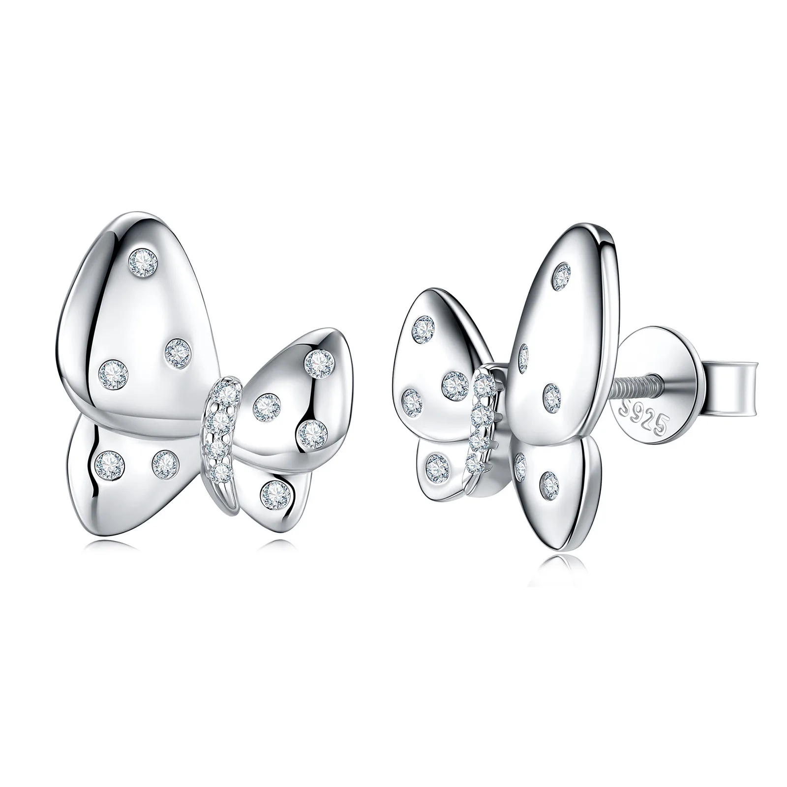 SE0602705 S925 Silver 18K Gold Moissanite Butterfly Stud Earrings 0.2ct