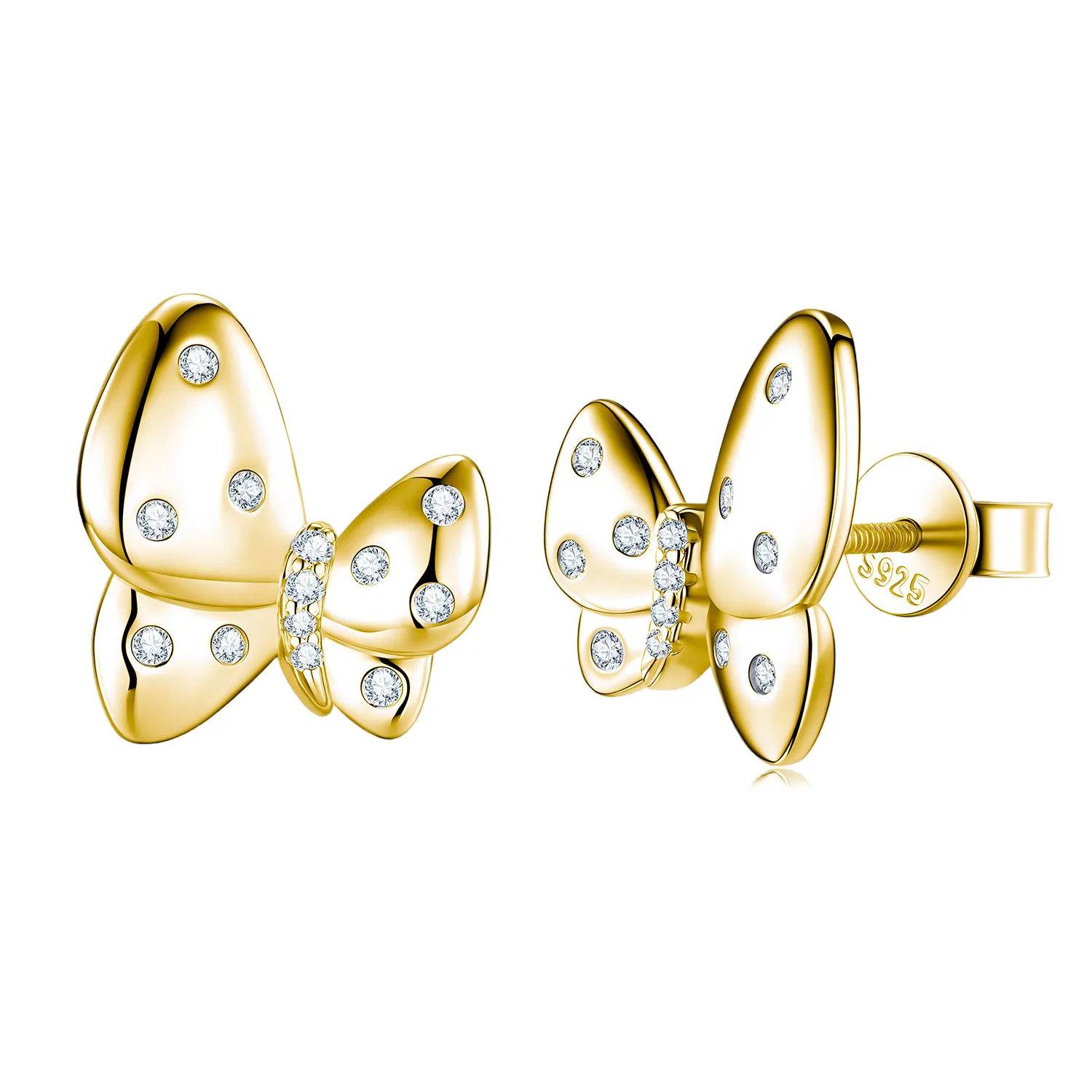 SE0602705 S925 Silver 18K Gold Moissanite Butterfly Stud Earrings 0.2ct