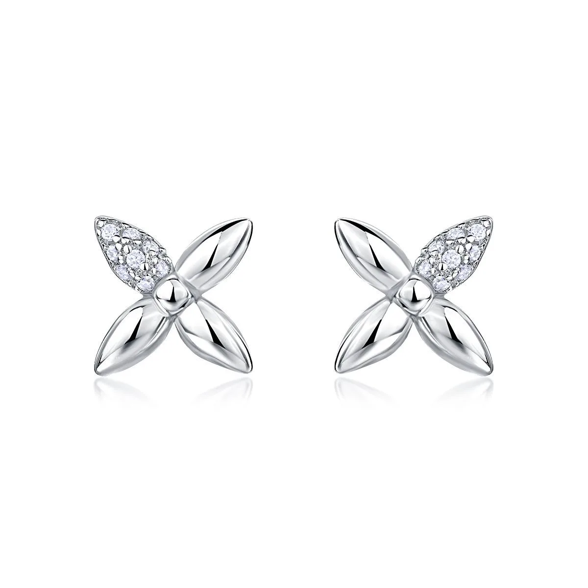 SE0752604 S925 Silver 18K Gold Moissanite Small Flower Stud Earrings 0.1ct