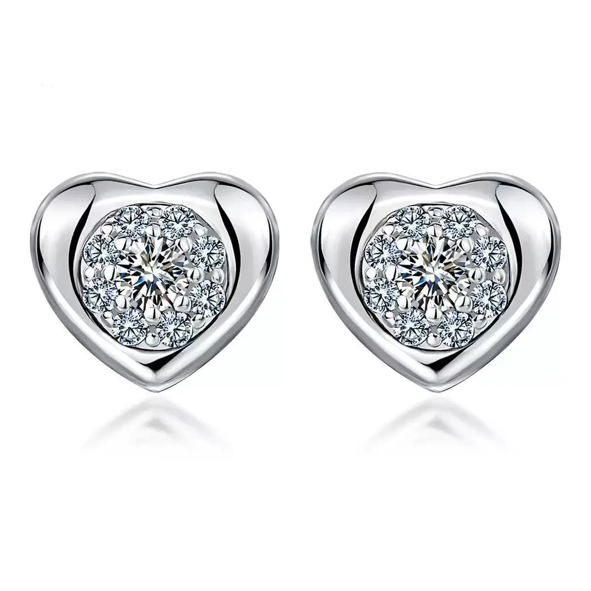 SE0737204 S925 Silver 18K Gold Moissanite Heart Stud Earrings 0.44ct