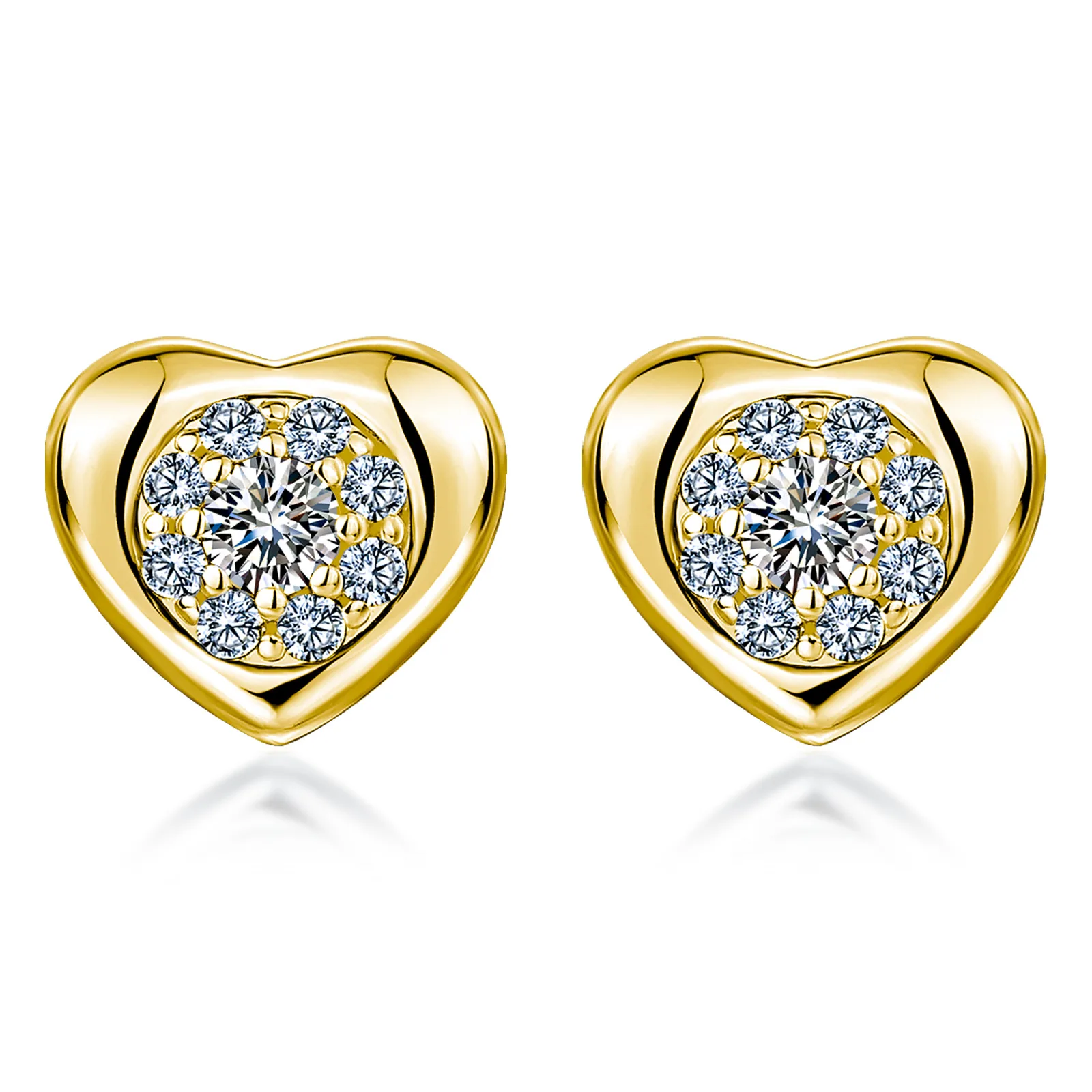SE0737204 S925 Silver 18K Gold Moissanite Heart Stud Earrings 0.44ct