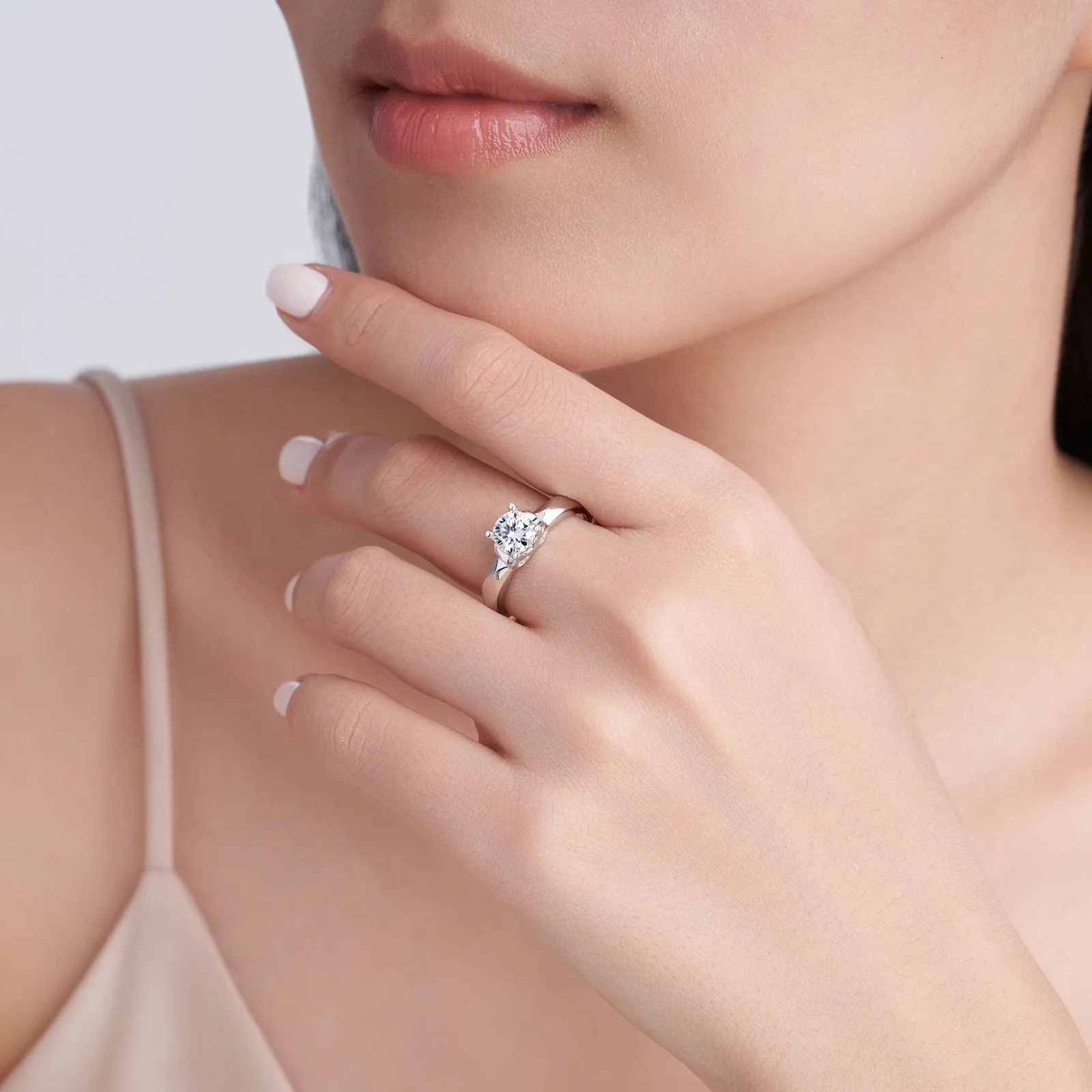 SR0654102 S925 Silver 18K Gold Moissanite Fashion Women's Proposal Ring 1.1ct