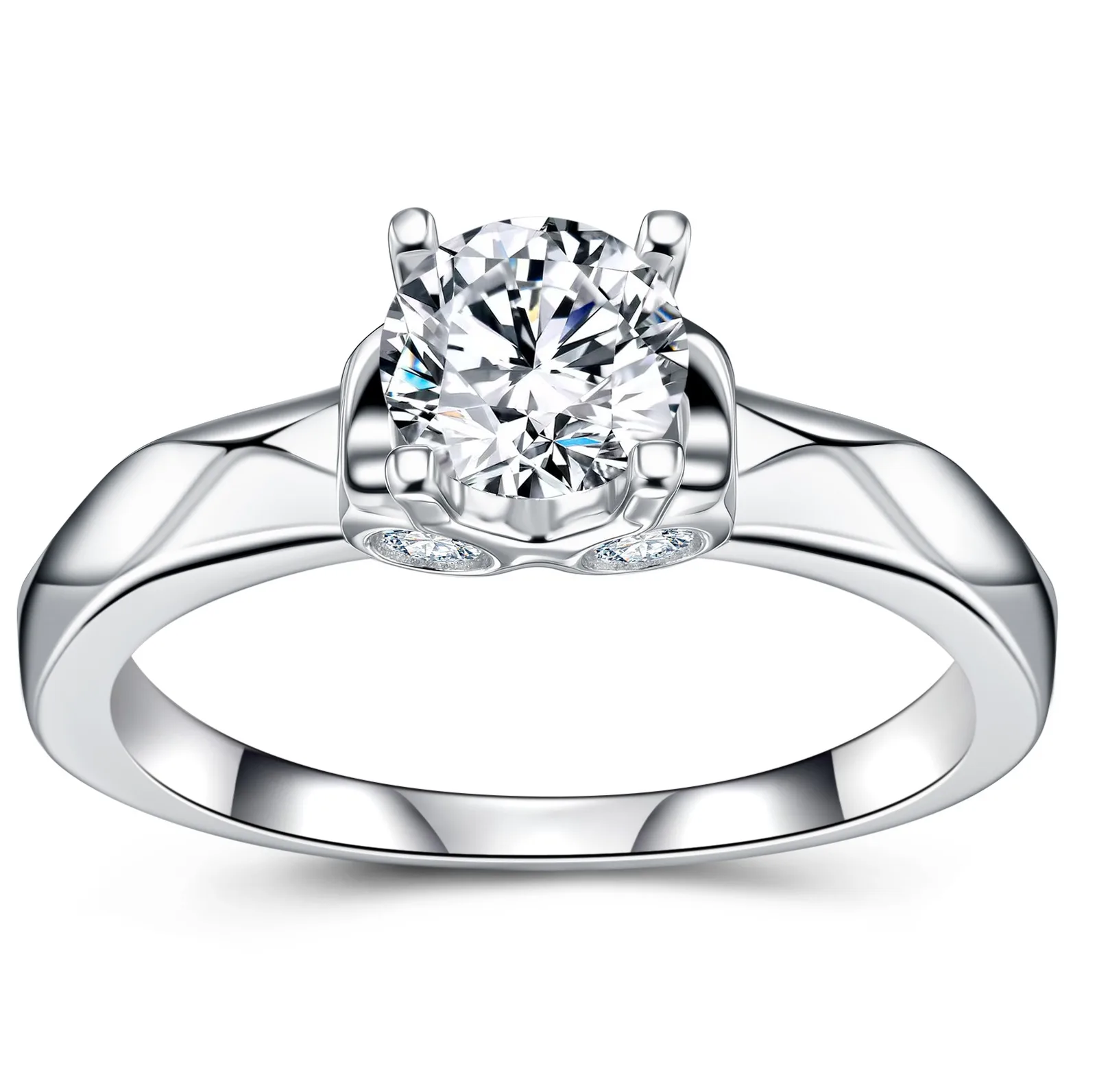 SR0654102 S925 Silver 18K Gold Moissanite Fashion Women's Proposal Ring 1.1ct