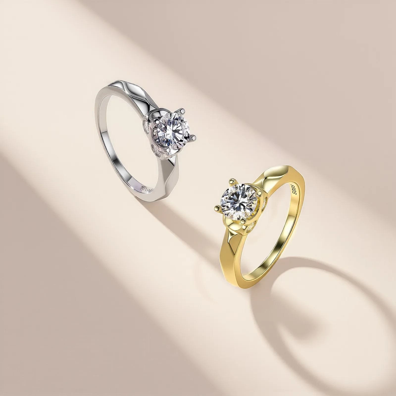 SR0654102 S925 Silver 18K Gold Moissanite Fashion Women's Proposal Ring 1.1ct