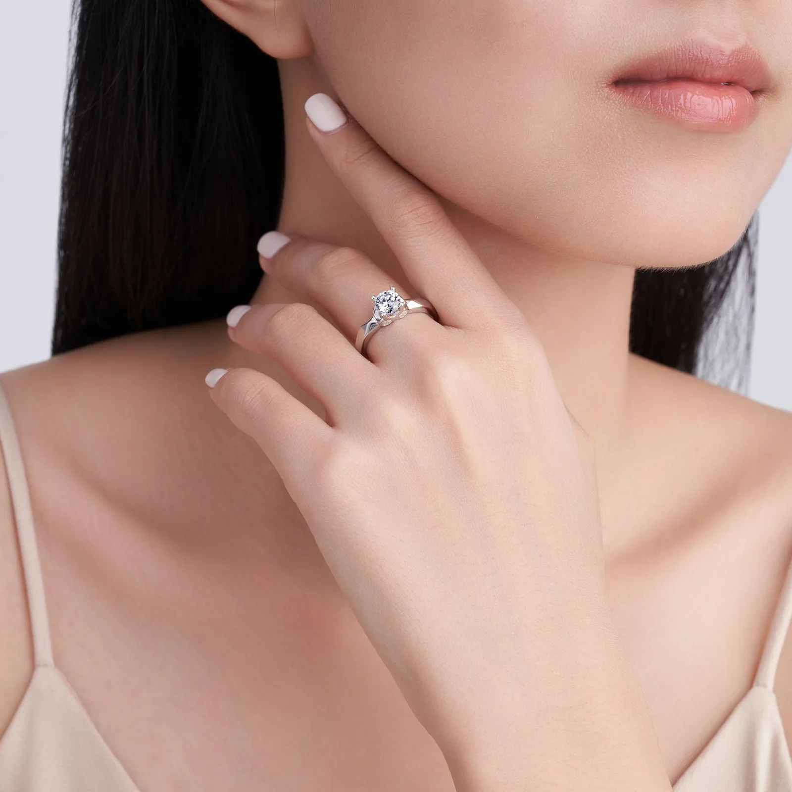 SR0654102 S925 Silver 18K Gold Moissanite Fashion Women's Proposal Ring 1.1ct