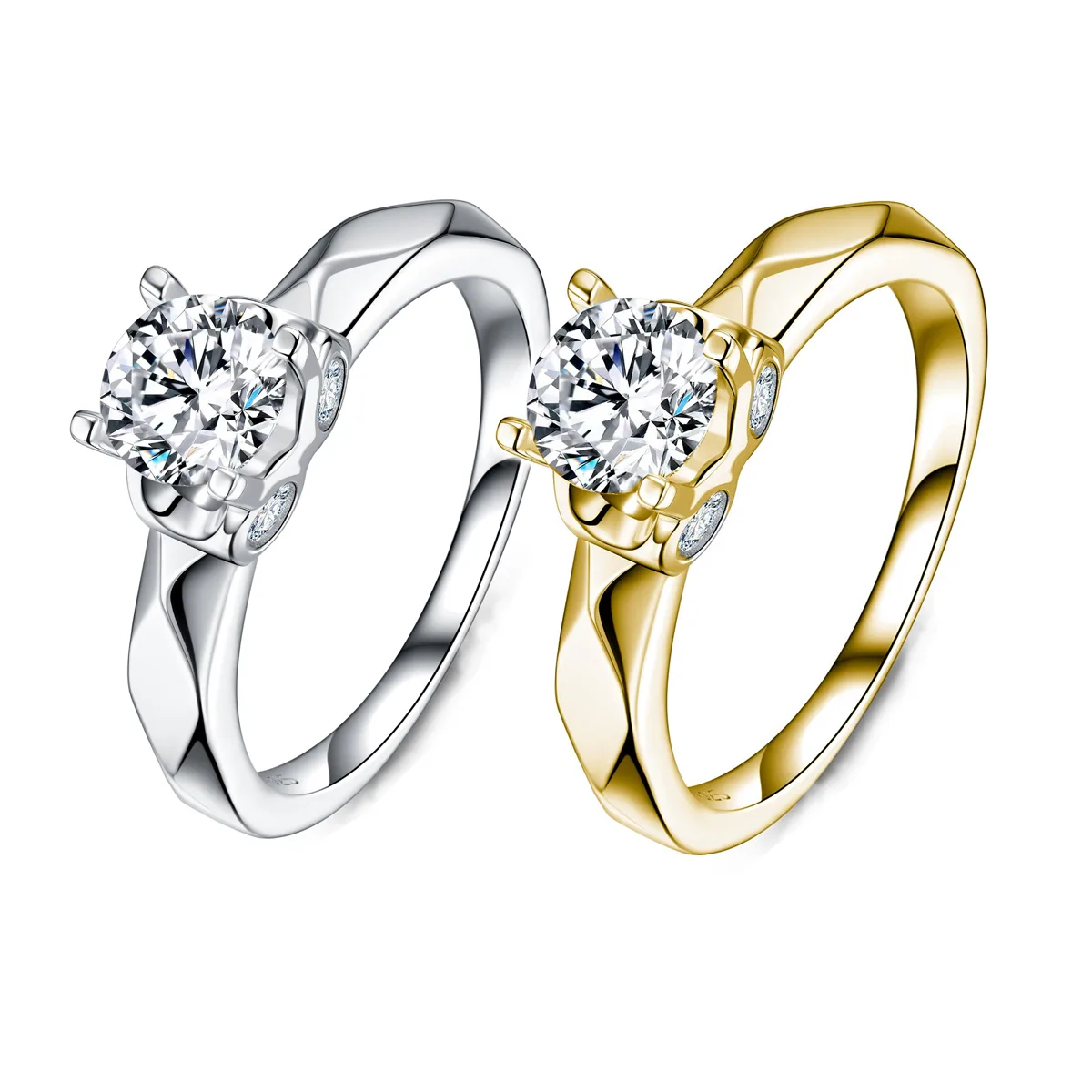SR0654102 S925 Silver 18K Gold Moissanite Fashion Women's Proposal Ring 1.1ct