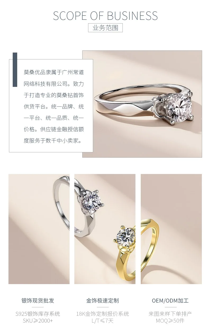 SR0654102 S925 Silver 18K Gold Moissanite Fashion Women