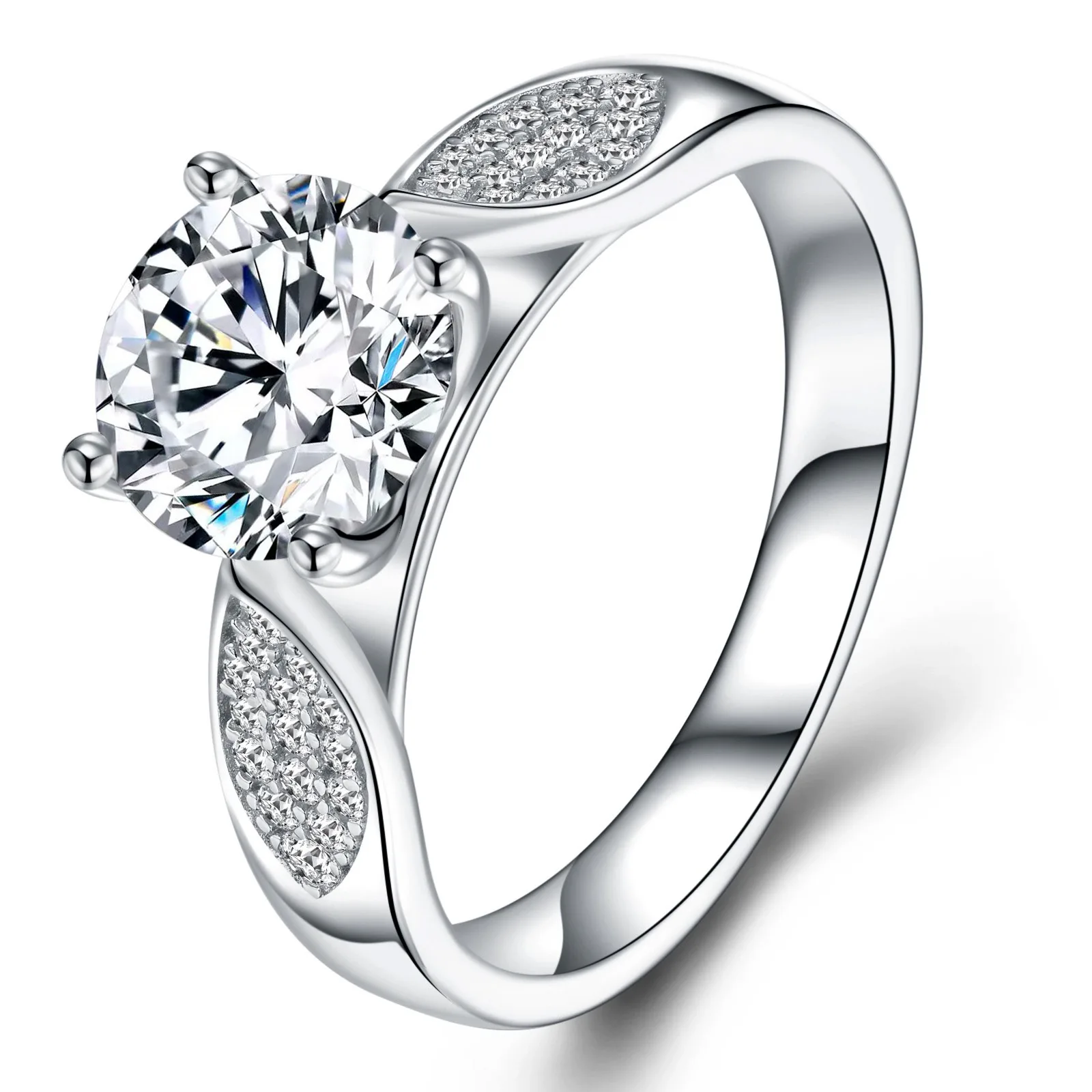 SR0654202 S925 Silver 18K Gold Moissanite Light Luxury Women's Engagement Ring 2.2ct