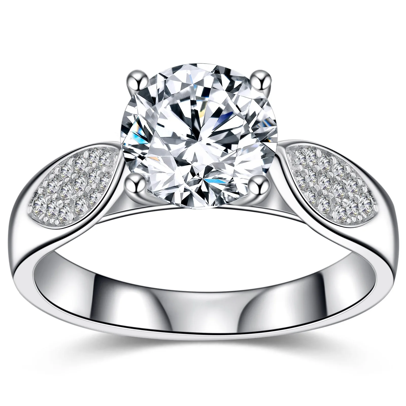 SR0654202 S925 Silver 18K Gold Moissanite Light Luxury Women's Engagement Ring 2.2ct