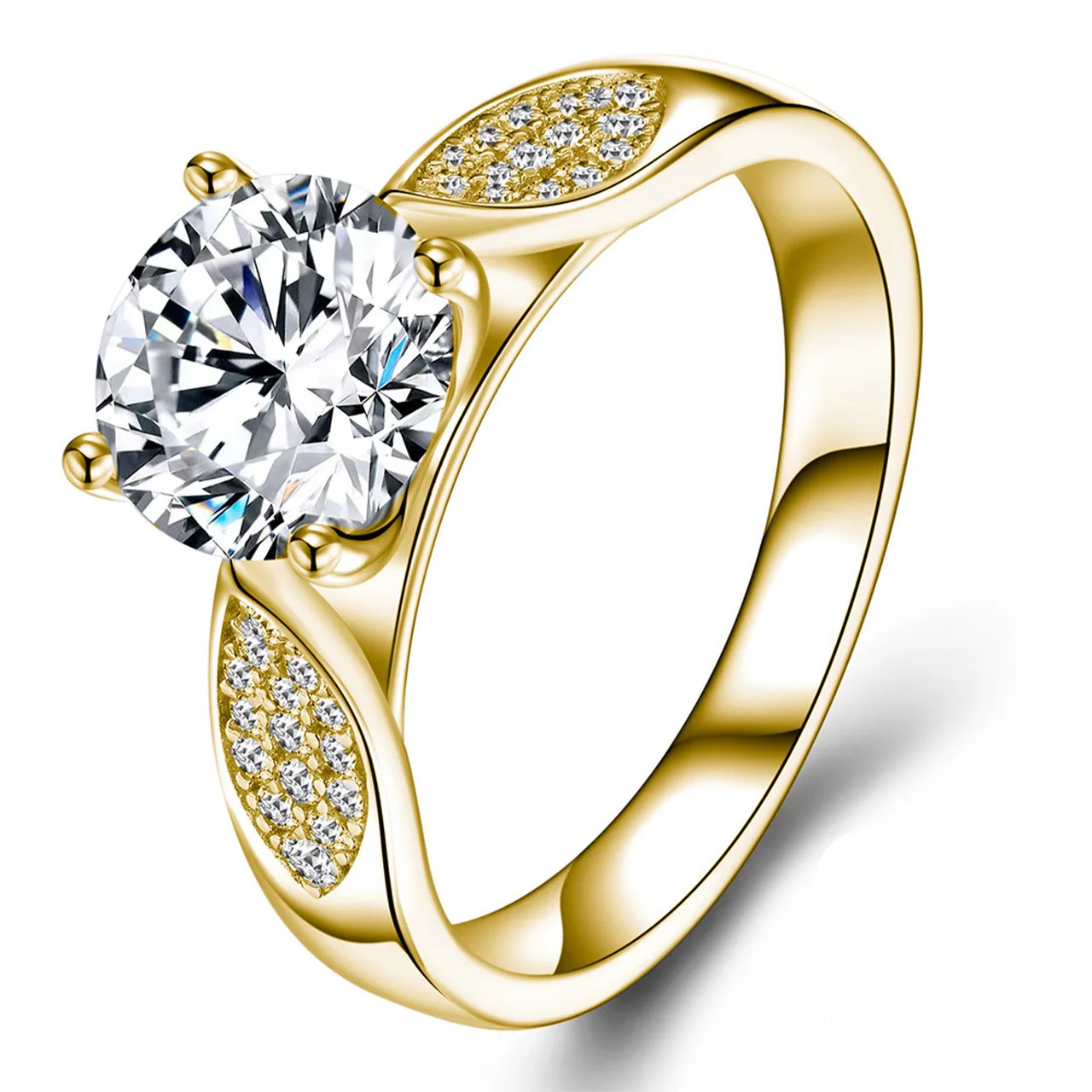 SR0654202 S925 Silver 18K Gold Moissanite Light Luxury Women's Engagement Ring 2.2ct