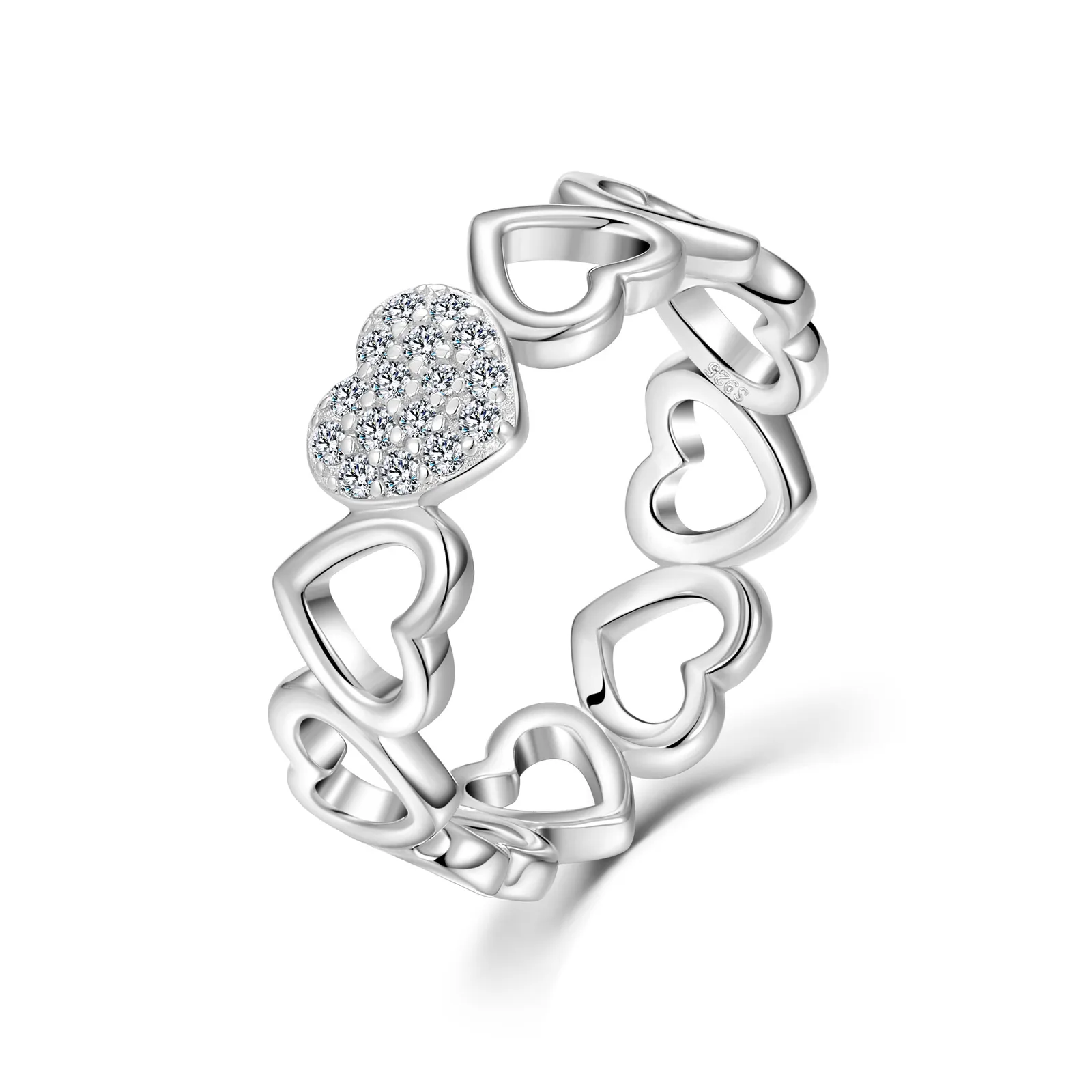 SR0660602 S925 Silver 18K Gold Moissanite Heart Confession Ring 0.12ct