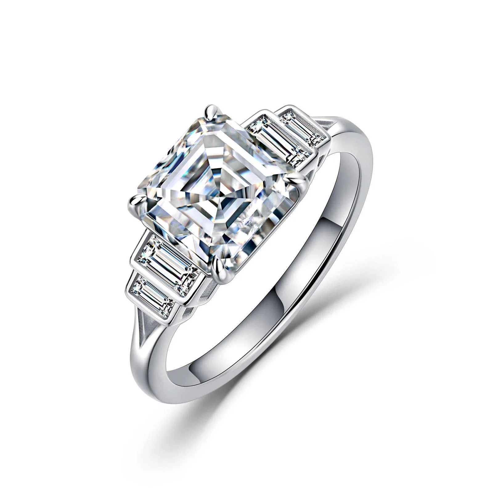 SR0631703 S925 Silver 18K Gold Asscher Moissanite Fashion Wedding Band 2.9ct