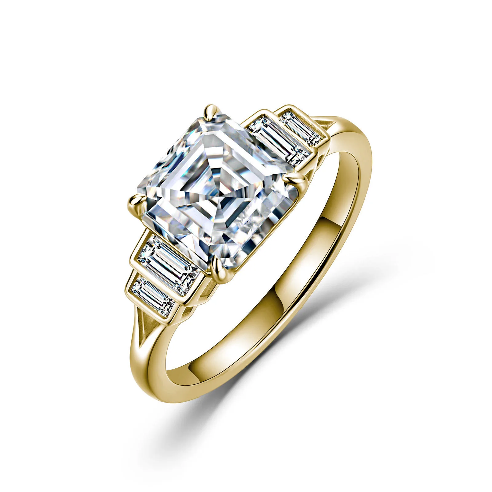 SR0631703 S925 Silver 18K Gold Asscher Moissanite Fashion Wedding Band 2.9ct