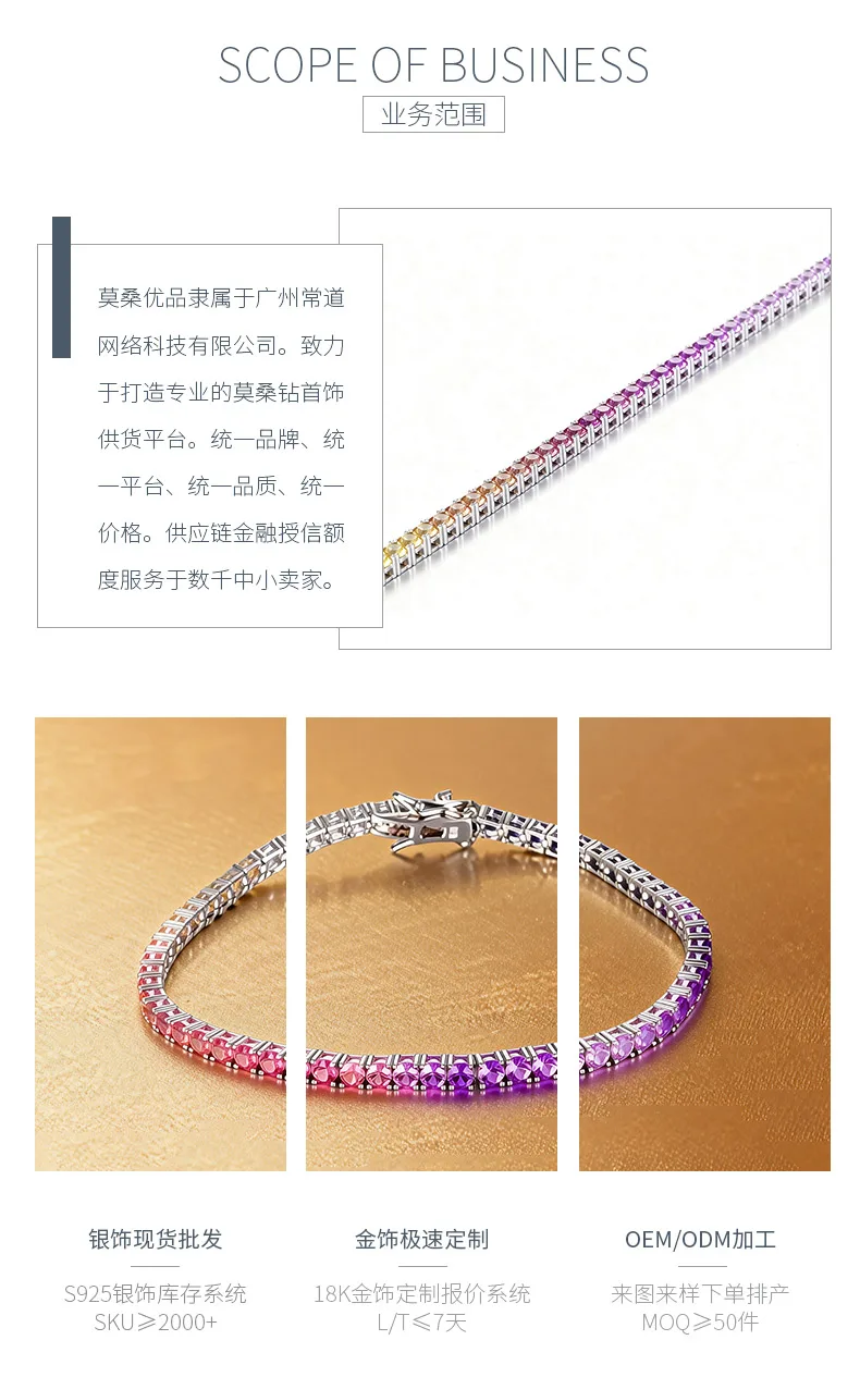 CH03102-3mm Silver 18K White Gold Lab-Grown Gemstone Rainbow Bracelet 3mm/ Stone