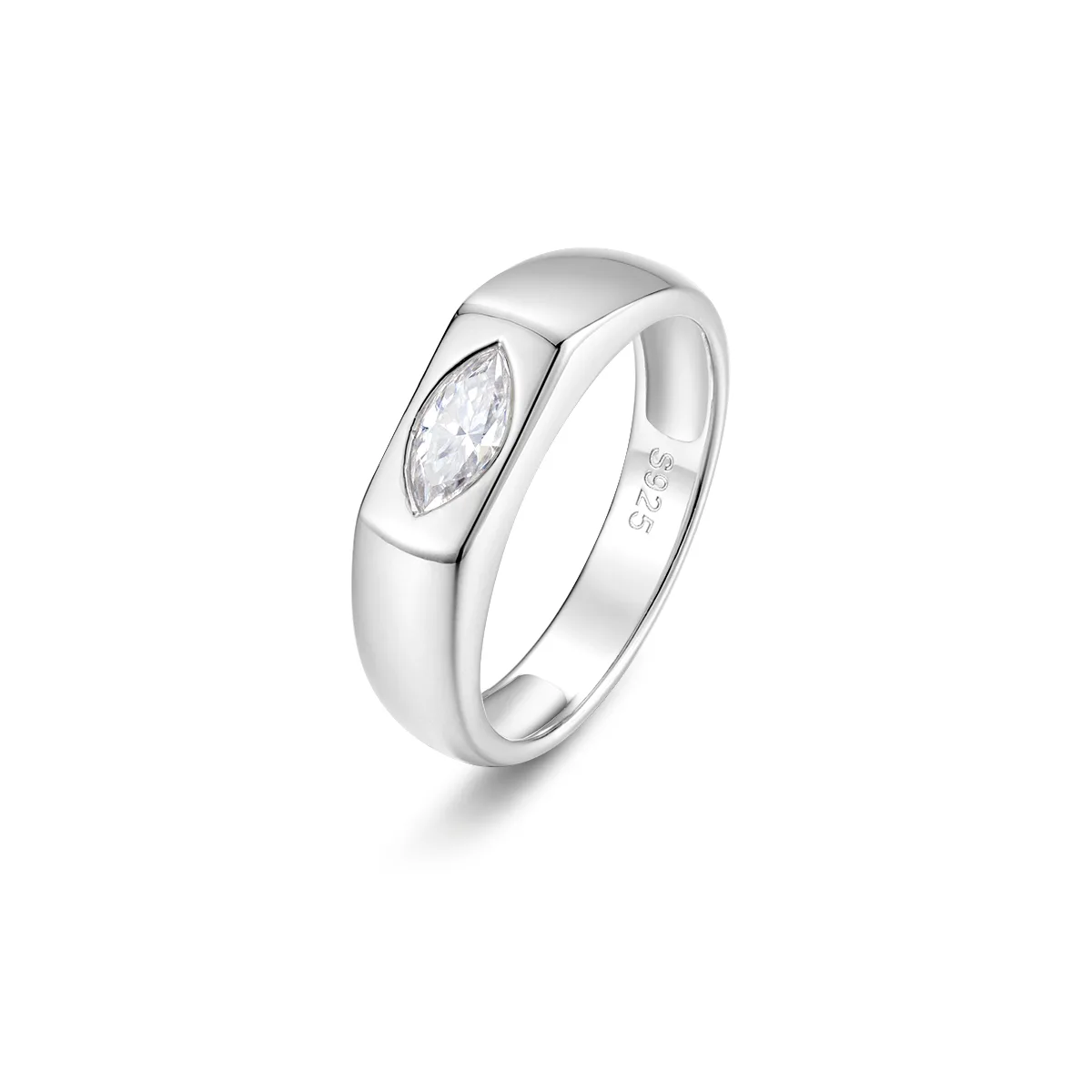MR0350 S925 Silver 18K White Gold Marquise Moissanite Minimalist Anniversary Ring Center Stone 7*3.5mm/0.4ct