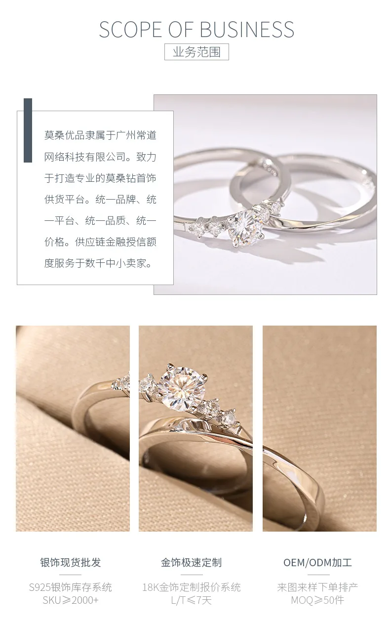 MR0327 S925 Silver 18K White Gold Round Moissanite Delicate Bridal Small Ring Se