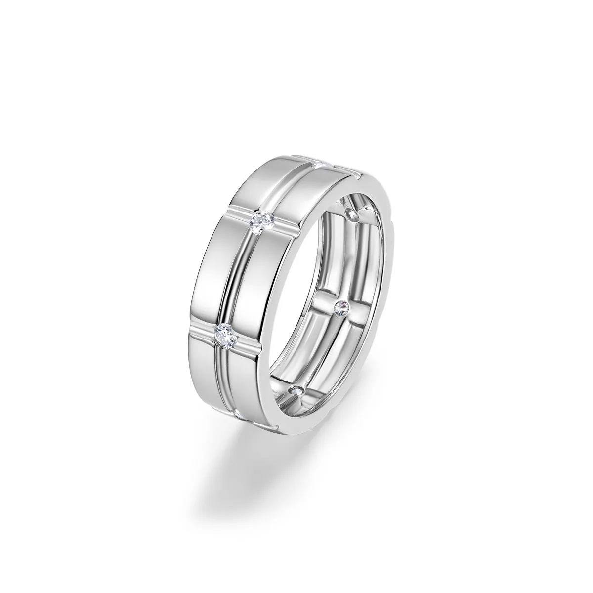 MR0257 S925 Silver 18K White Gold Moissanite Minimalist Promise Ring 0.21ct