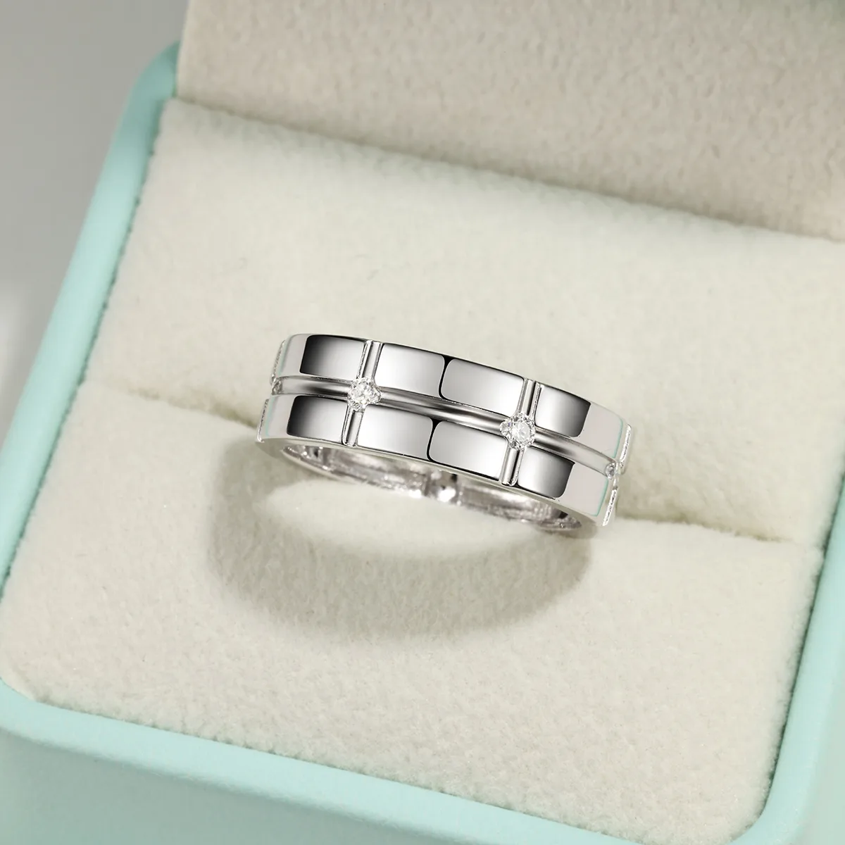 MR0257 S925 Silver 18K White Gold Moissanite Minimalist Promise Ring 0.21ct