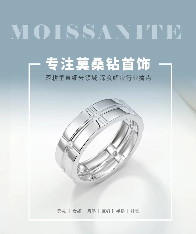 MR0257 S925 Silver 18K White Gold Moissanite Minimalist Promise Ring 0.21ct deta