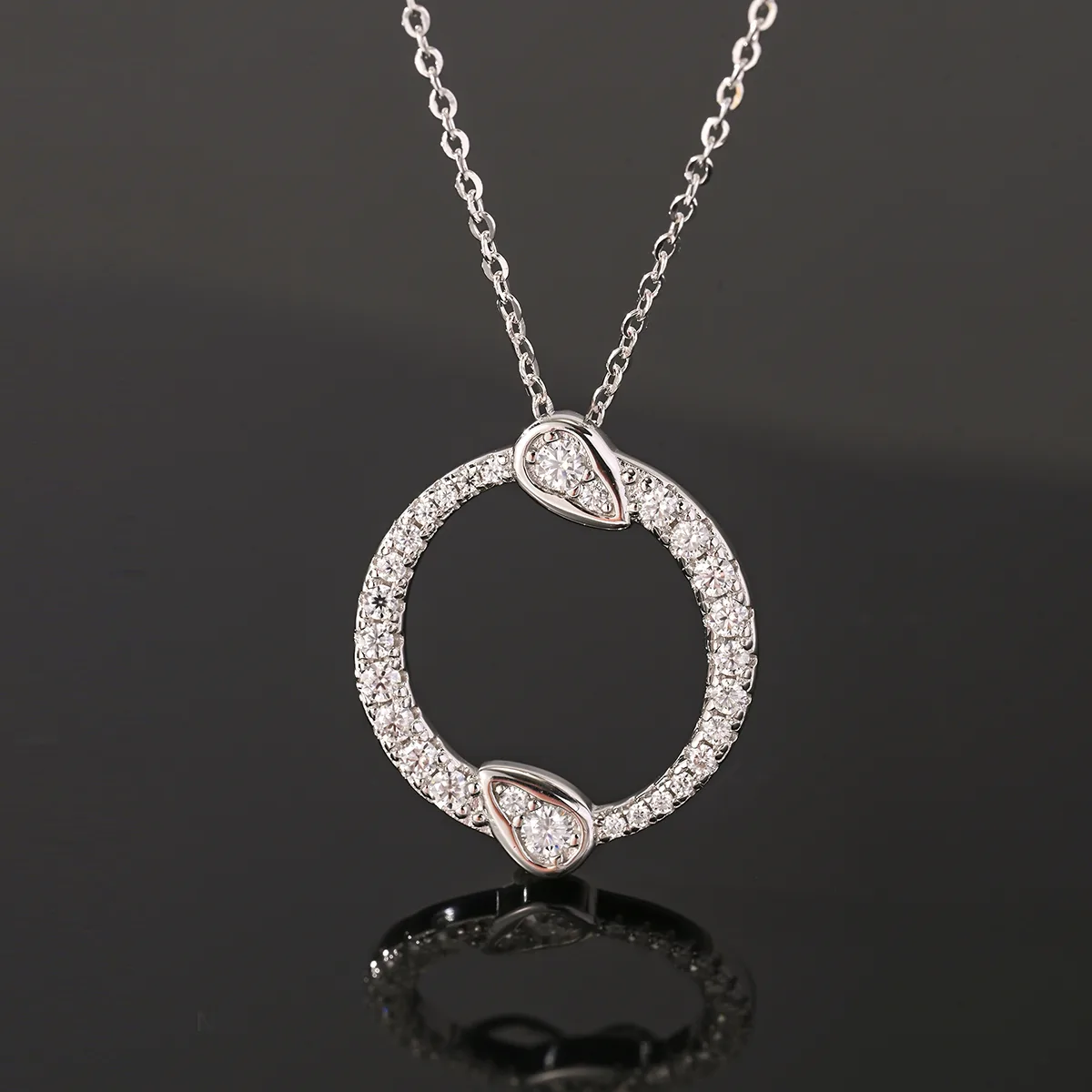 MP0088 S925 Silver 18K White Gold Moissanite Necklace