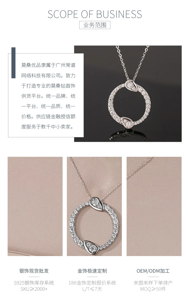 MP0088 S925 Silver 18K White Gold Moissanite Necklace detail 3