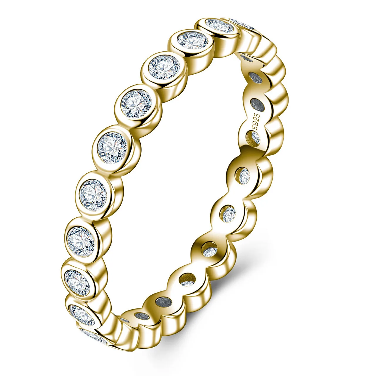 SR0233811 S925 Silver 18K Gold Happiness Halo Moissanite Confession Ring 0.6ct/1.14ct