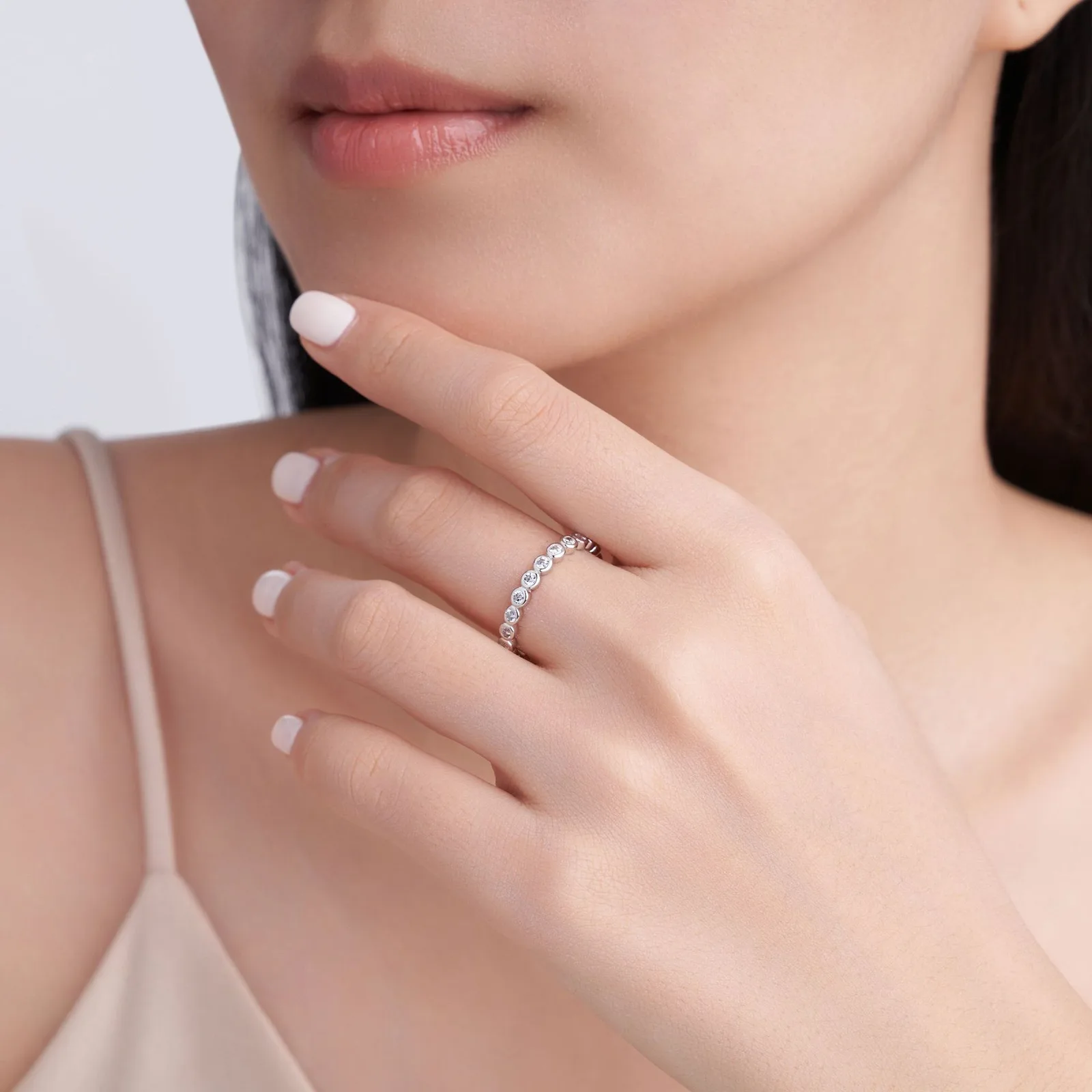 SR0233811 S925 Silver 18K Gold Happiness Halo Moissanite Confession Ring 0.6ct/1.14ct