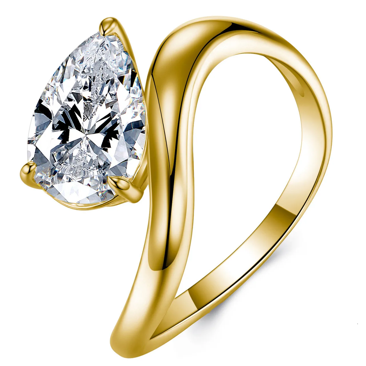 SR0672802 S925 Silver 18K Gold Teardrop Moissanite Personality Minimalist Promise Ring 10*7mm/2.0ct