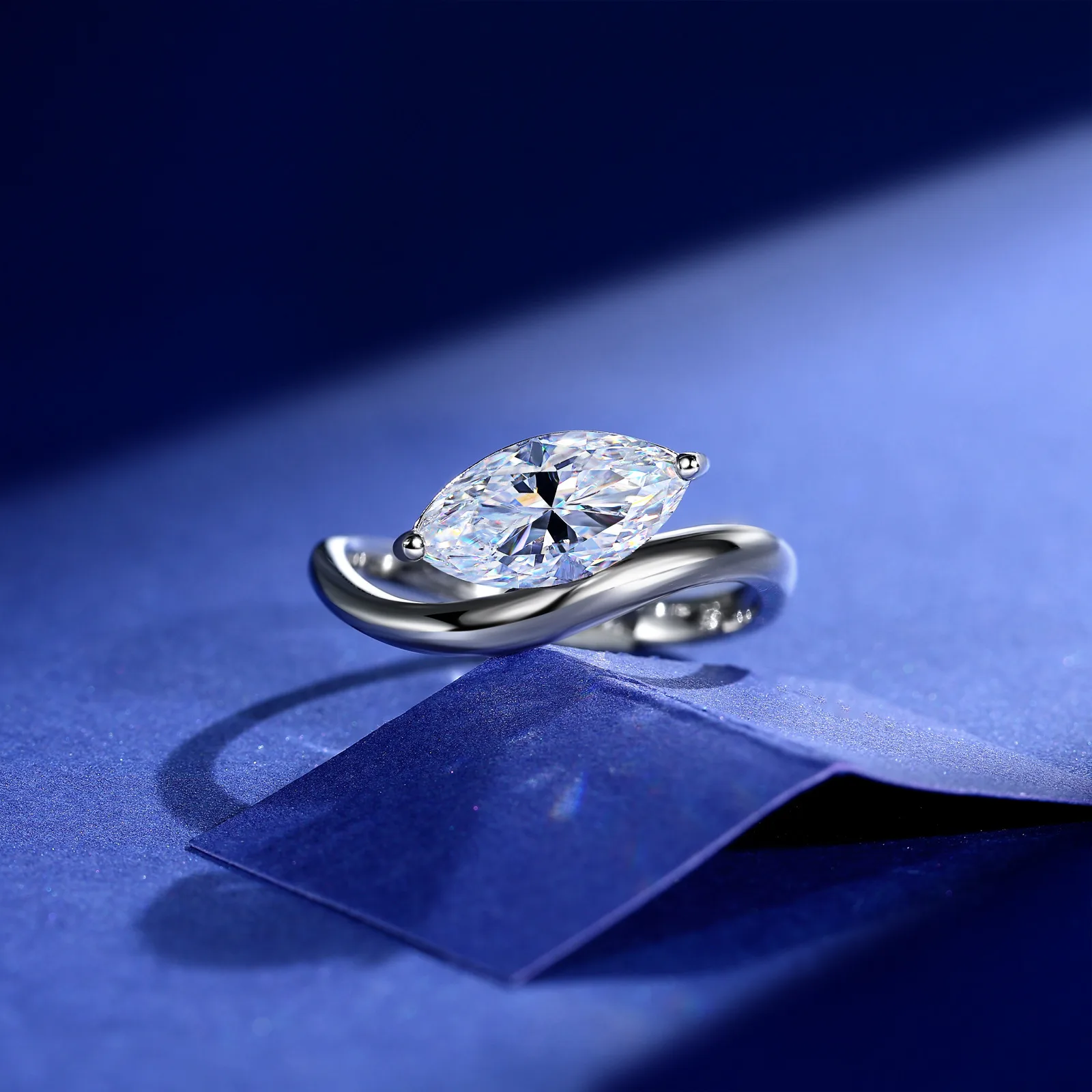 SR0636703 S925 Silver 18K Gold Marquise Moissanite Fashion Personality Anniversary Ring Women's Ring 12*6mm/2.0ct