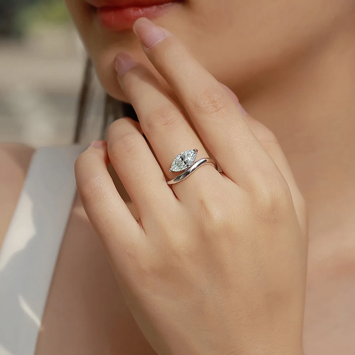 SR0636703 S925 Silver 18K Gold Marquise Moissanite Fashion Personality Anniversary Ring Women's Ring 12*6mm/2.0ct