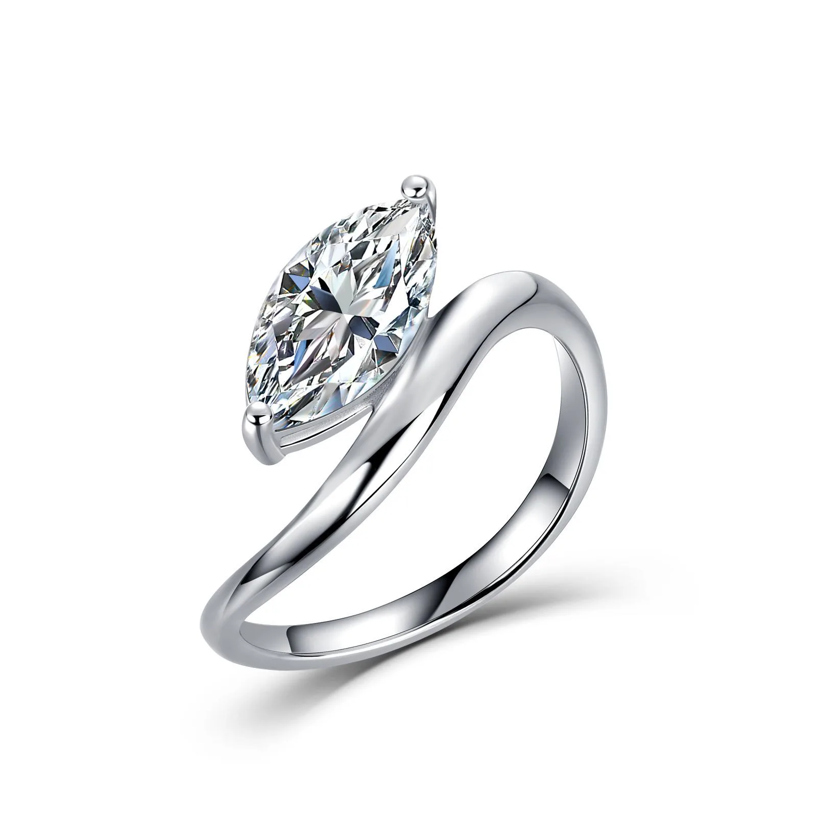 SR0636703 S925 Silver 18K Gold Marquise Moissanite Fashion Personality Anniversary Ring Women's Ring 12*6mm/2.0ct