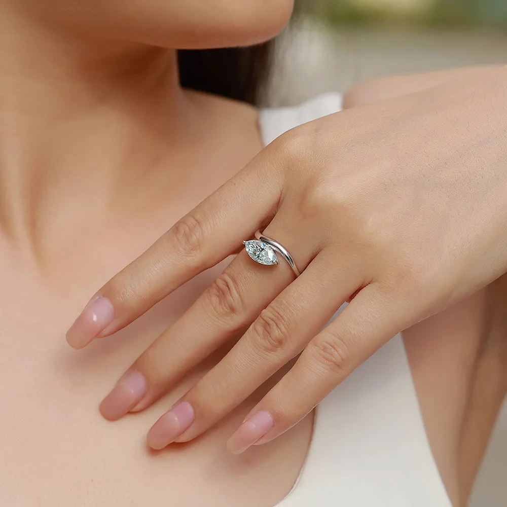 SR0636703 S925 Silver 18K Gold Marquise Moissanite Fashion Personality Anniversary Ring Women's Ring 12*6mm/2.0ct