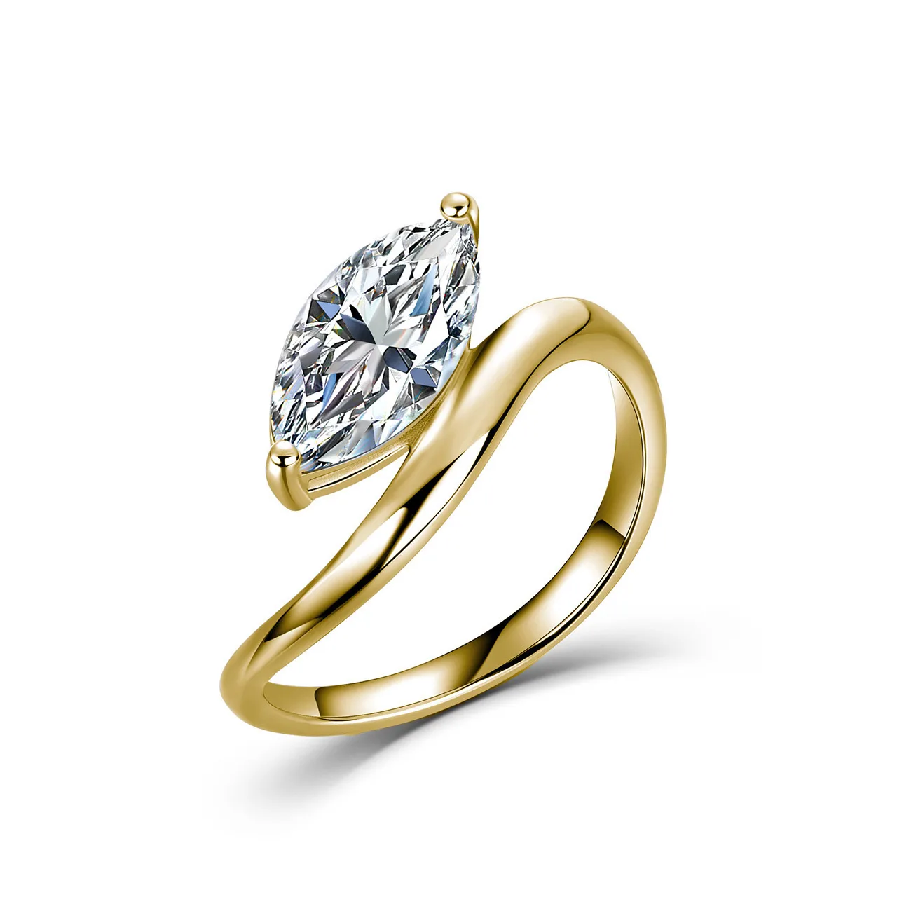 SR0636703 S925 Silver 18K Gold Marquise Moissanite Fashion Personality Anniversary Ring Women's Ring 12*6mm/2.0ct