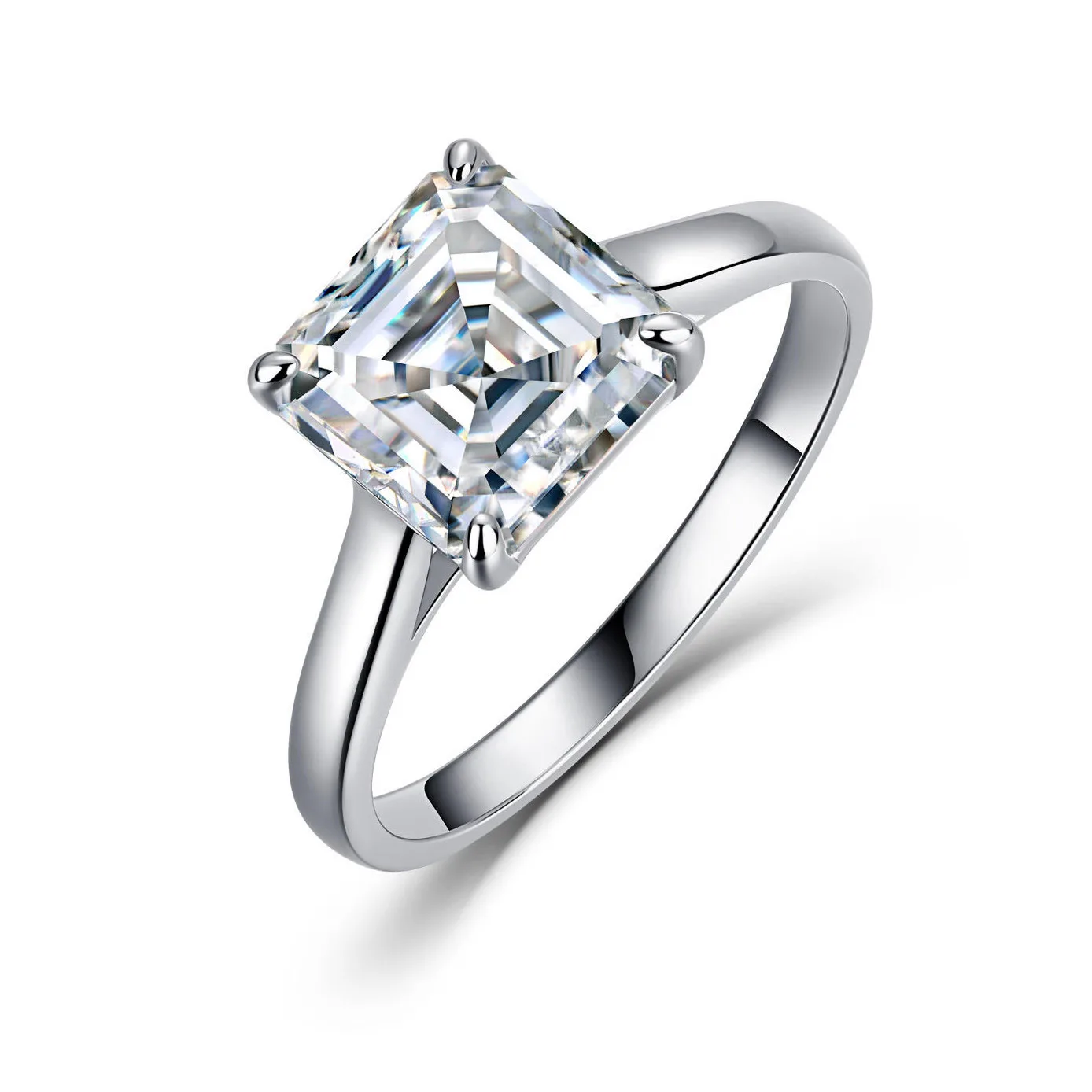 SR0620003 S925 Silver 18K Gold Asscher Moissanite Proposal Ring Women's Ring 8*8mm/2.5ct