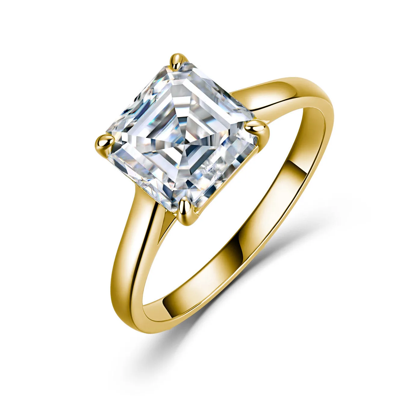 SR0620003 S925 Silver 18K Gold Asscher Moissanite Proposal Ring Women's Ring 8*8mm/2.5ct
