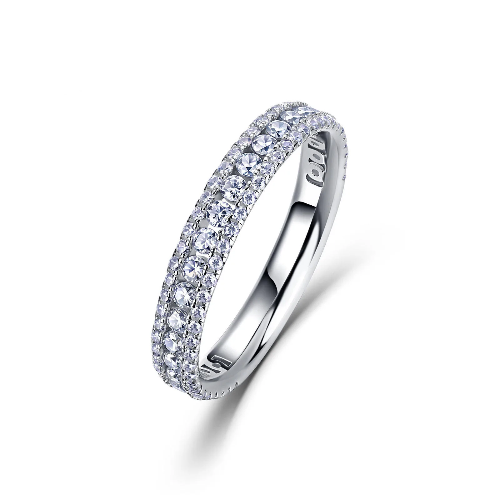 SR0478703 S925 Silver 18K Gold Together Moissanite Promise Ring Band Ring 0.96ct