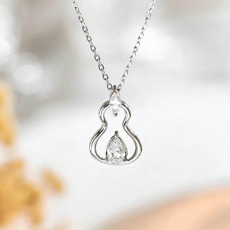 FX39541 S925 Silver 18K Gold Teardrop Moissanite Necklace Center Stone 7*5mm/0.8ct