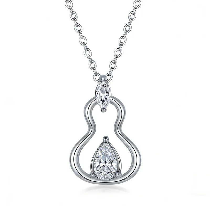 FX39541 S925 Silver 18K Gold Teardrop Moissanite Necklace Center Stone 7*5mm/0.8ct
