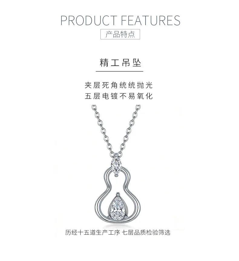 FX39541 S925 Silver 18K Gold Teardrop Moissanite Necklace Center Stone 7*5mm/0.8