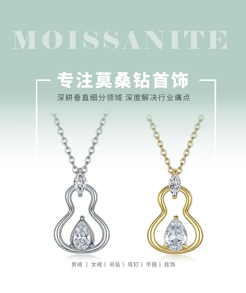 FX39541 S925 Silver 18K Gold Teardrop Moissanite Necklace Center Stone 7*5mm/0.8