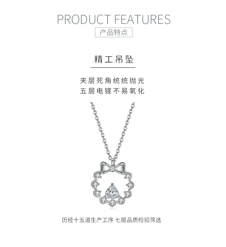 FX39538 S925 Silver 18K Gold Trilliant Moissanite Flower Ring Necklace Center St