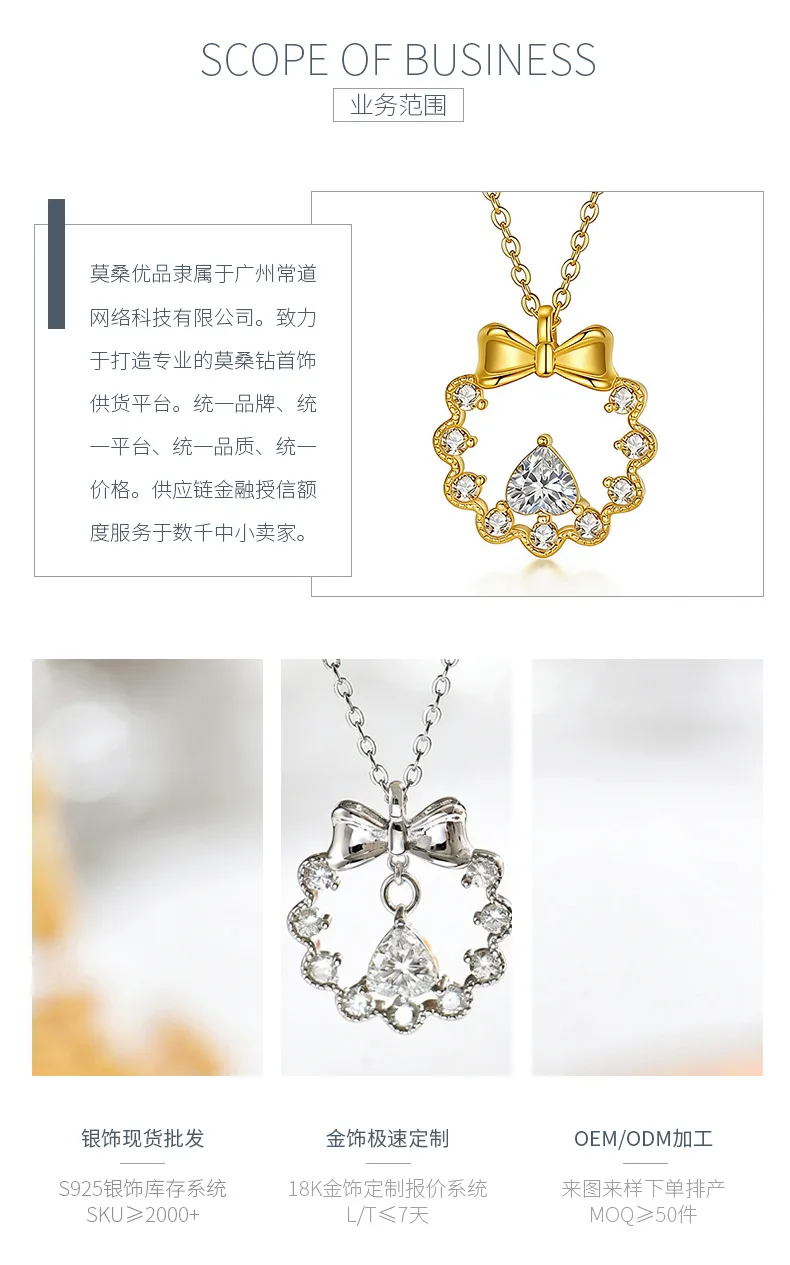 FX39538 S925 Silver 18K Gold Trilliant Moissanite Flower Ring Necklace Center St