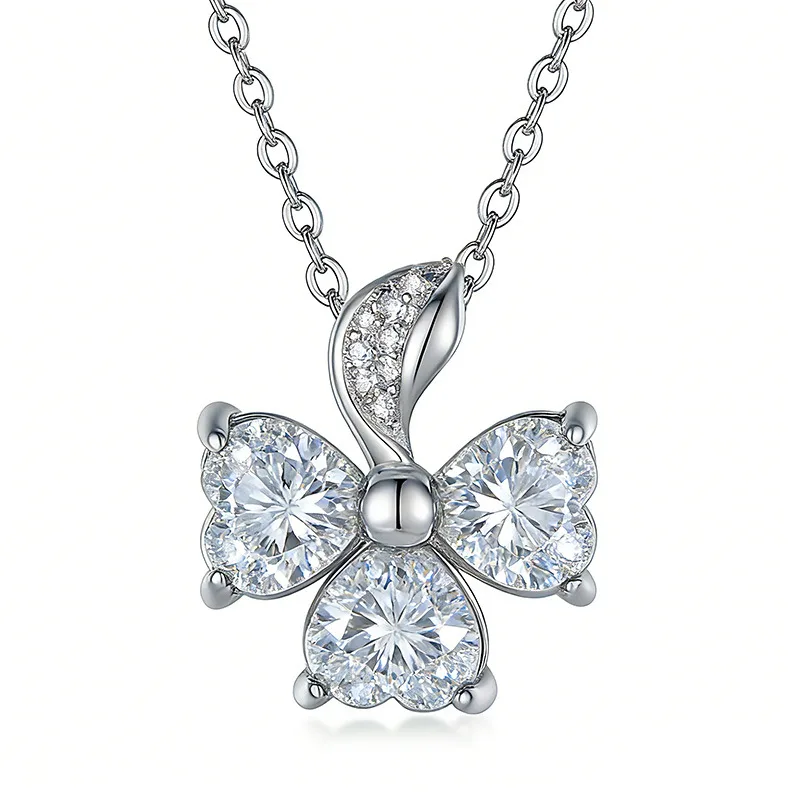 FX39898 S925 Silver 18K Gold Heart Moissanite Necklace 2.43ct