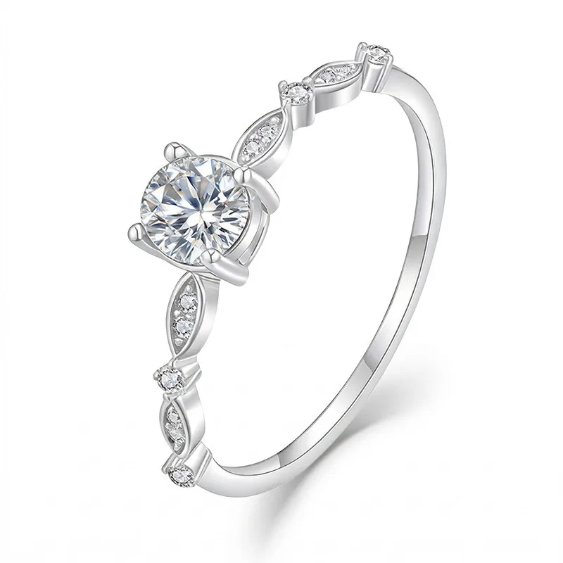FX39518 S925 Silver 18K Gold Round Moissanite Small Confession Ring Women's Ring Center Stone 5.5mm/0.6ct
