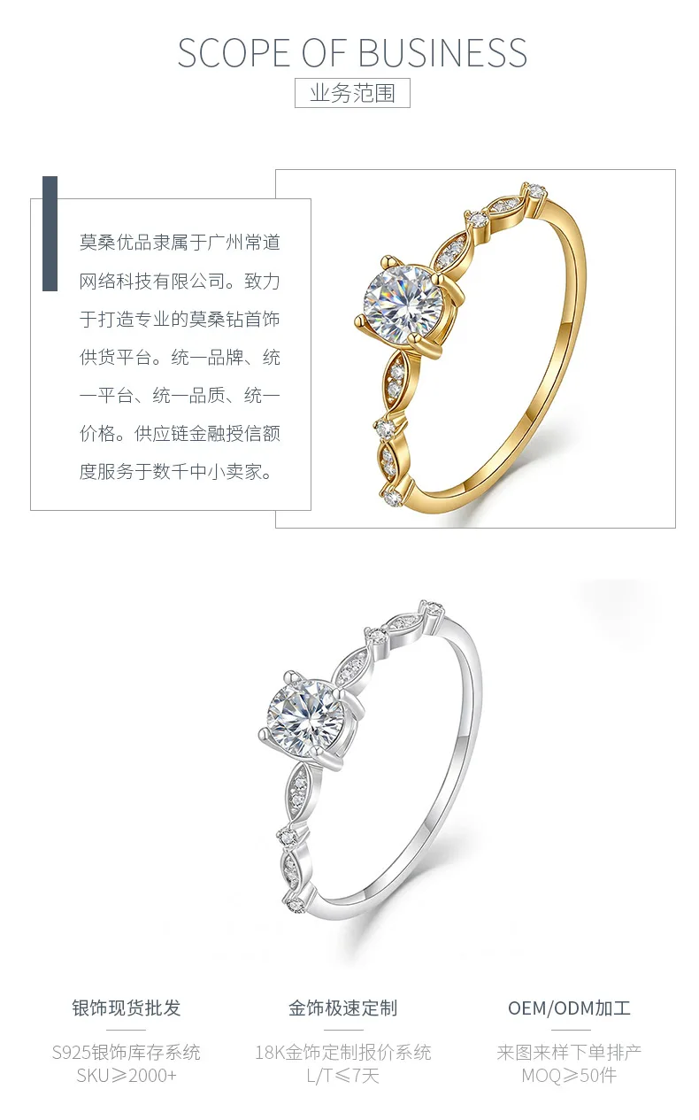 FX39518 S925 Silver 18K Gold Round Moissanite Small Confession Ring Women