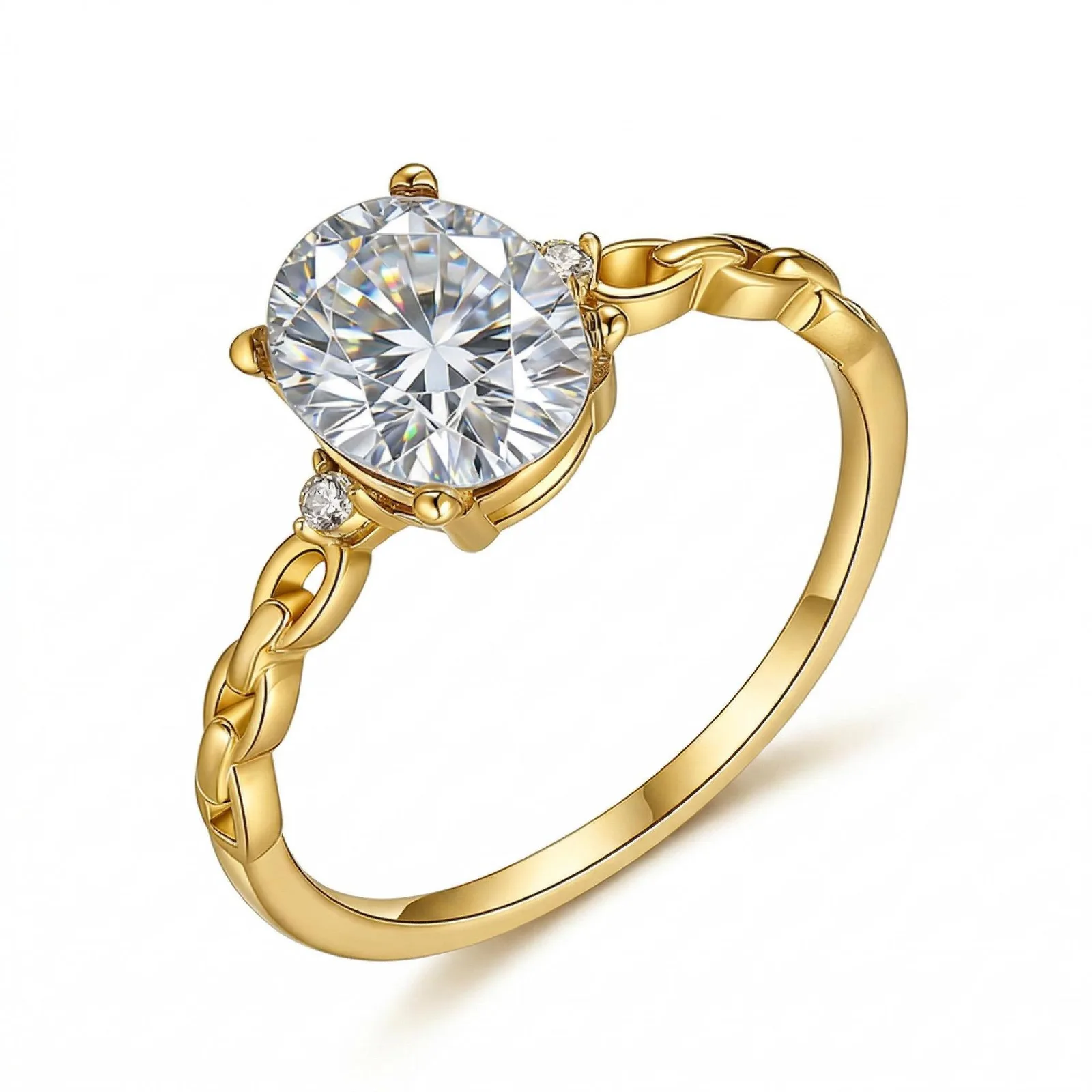 FX39510 S925 Silver 18K Gold Oval Moissanite Ring Clasp Promise Ring Women's Ring Center Stone 8*6mm/1.5ct
