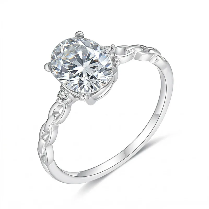 FX39510 S925 Silver 18K Gold Oval Moissanite Ring Clasp Promise Ring Women's Ring Center Stone 8*6mm/1.5ct